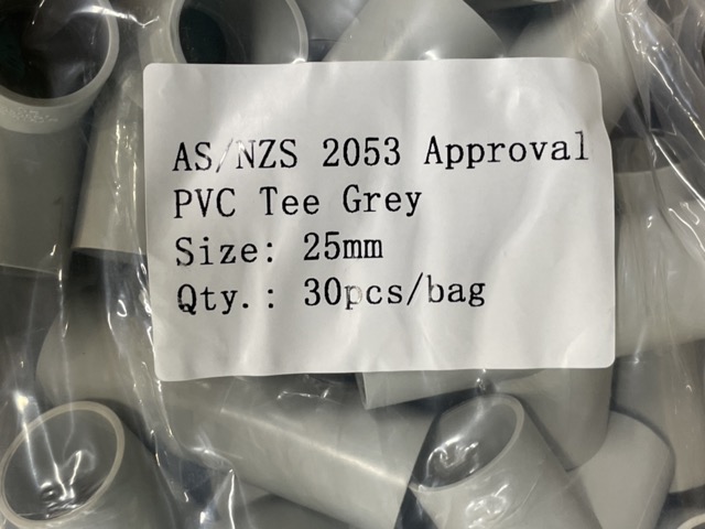 25mm PVC Tee – Grey (AS/NZS 2053 Approved) 
