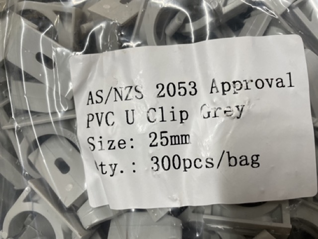 25mm PVC U Clip – Grey (AS/NZS 2053 Approved) 