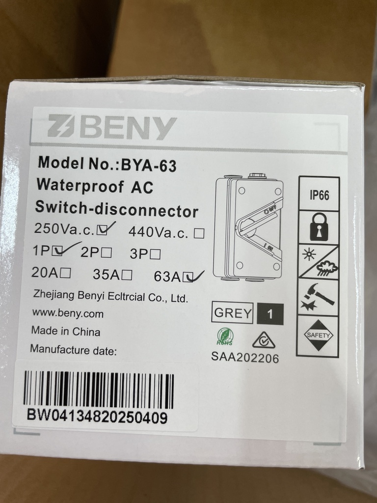 ZJBENY AC Isolator 1Pole 35A