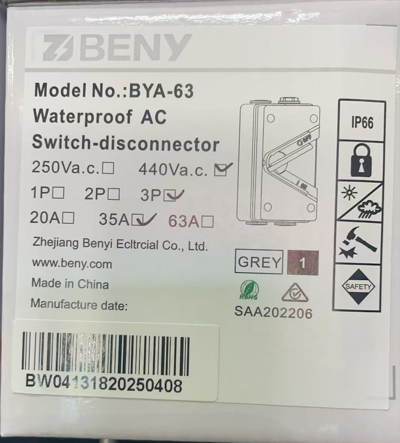 BENY 3pole-35A-Ac Isolator