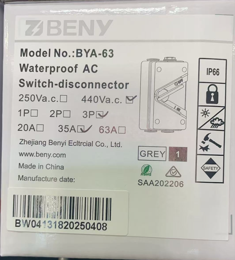 [3pole-35A-Ac Isolator] BENY 3pole-35A-Ac Isolator